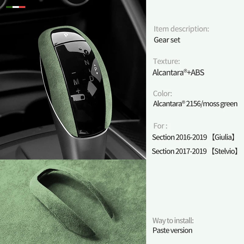 Car Center Console Gear Shift Head Knob Cover Trim Alcantara Suede F For Alfa Romeo Giulia Stelvio Refit Car Accessories