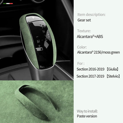 Car Center Console Gear Shift Head Knob Cover Trim Alcantara Suede F For Alfa Romeo Giulia Stelvio Refit Car Accessories