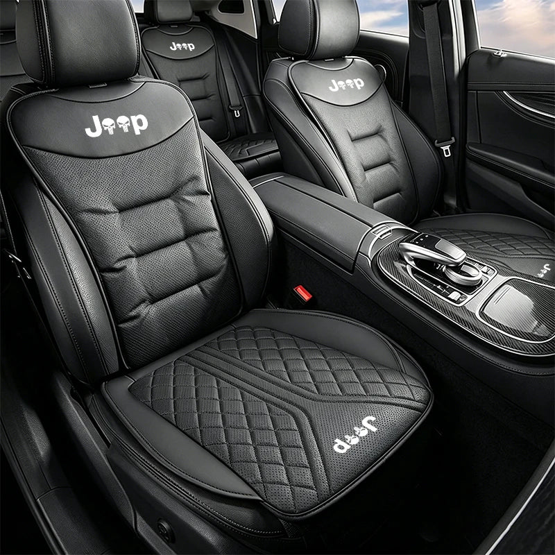 Car Seat Cushion For Jeep Rengade Compass Patriont Grand Cherokee 3D Embroidered Seat Protector Pad Front & Rear Seat Covers