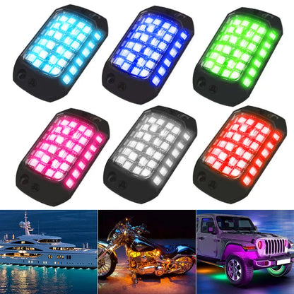 4 Pcs 36 LED Rock Light 3D Lens Car Underglow Chassis Light Universal for Jeep Truck SUV ATV UTV Motocycle Decorative Accessorie
