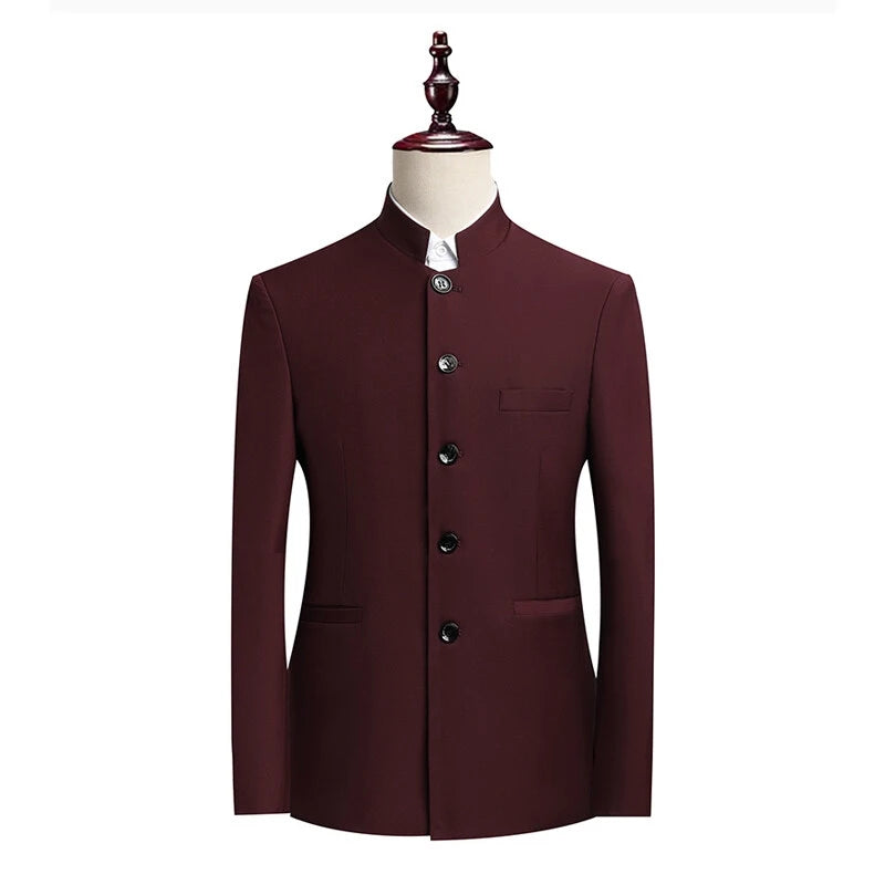 Blazer Men's Fashionable Business Zhongshan Suit Gentle Slimming, Gentleman's Casual Chinese Stand-up Collar, High-end Blazer