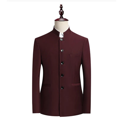 Blazer Men's Fashionable Business Zhongshan Suit Gentle Slimming, Gentleman's Casual Chinese Stand-up Collar, High-end Blazer