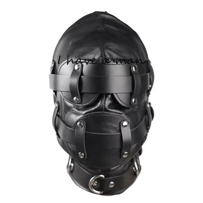 Leather Padded Hood Mask Blindfold Head Restraint Harness Mask, BDSM Bondage Gimp,Sexy Costume