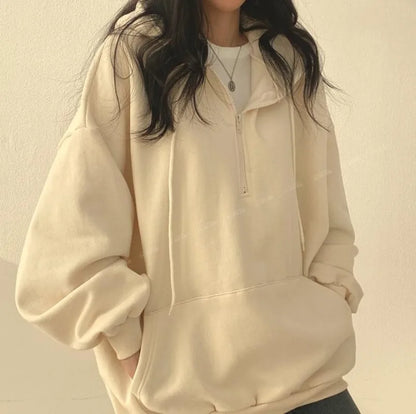 Y2K Korean Hoodie Women Harajuku Casual Hooded Coats Lantern Long Sleeve Pocket Pullover Sweatshirt