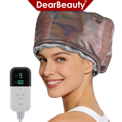 9 Temp 5 Timer PU Leather Hair Steamer Cap Waterproof Thermal Heat Cap for Home Hair Care Styling Tools Hair Care Spa Hat