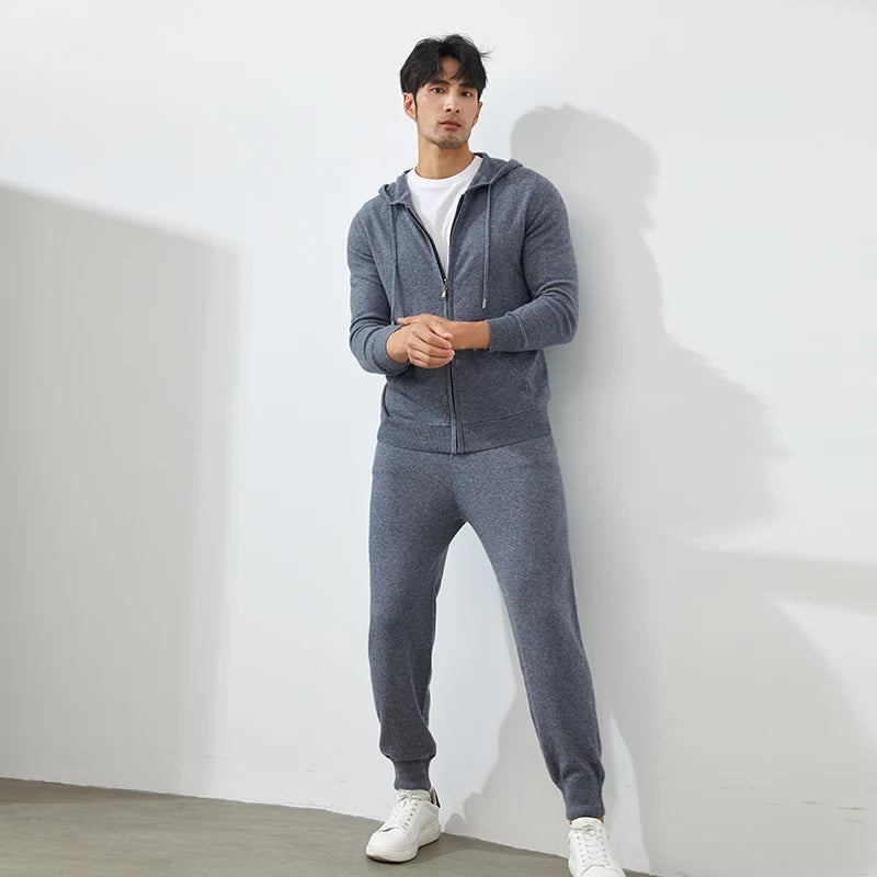 100% Cashmere Pants Men's High Waist Pants 2022 Autumn and Winter New Casual Knitted Leggings Warm Fashion Loose Man Pants