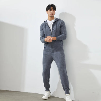 100% Cashmere Pants Men's High Waist Pants 2022 Autumn and Winter New Casual Knitted Leggings Warm Fashion Loose Man Pants