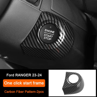 Carbon Fiber Car Interior Overlay Accessories For Ford Ranger Raptor Wildtrak T9 2022-2025, Central Gear Shift Panel Door Trim