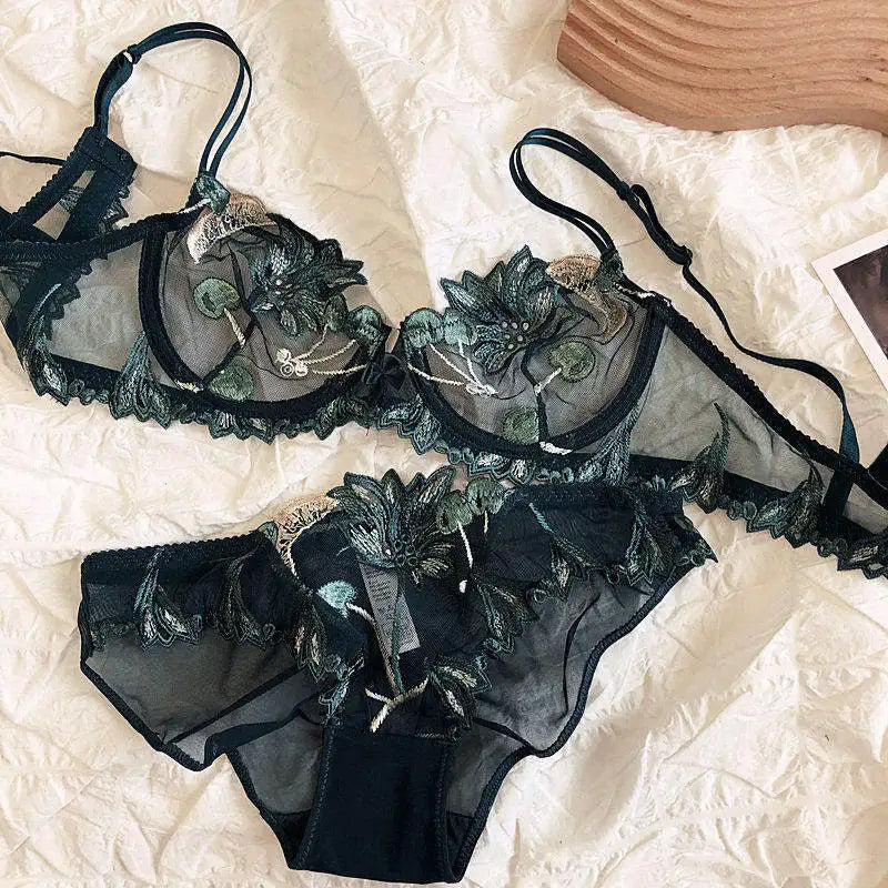 Sexy French Ultra Thin Lace Embroidery Underwire Bra Summer Minimizer Full Coverage Slimming For Busty Women Daily Wear 32-38ABC