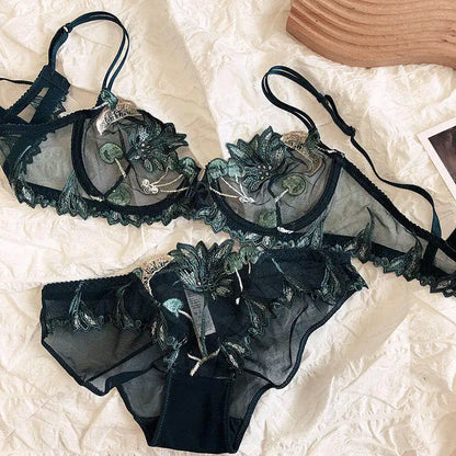 Sexy French Ultra Thin Lace Embroidery Underwire Bra Summer Minimizer Full Coverage Slimming For Busty Women Daily Wear 32-38ABC