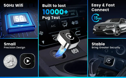 2026 Wireless CarPlay Adapter for iPhone - No Audio Lag, Auto-Connect - Convert Factory Wired to Wireless CarPlay - Bluetooth 5.