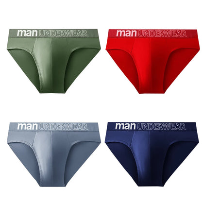 4pcs Men's Sexy Briefs Student Fashion Underwear Men's Panties Breathable Elastic Large Size Male Underpants Letter waist print