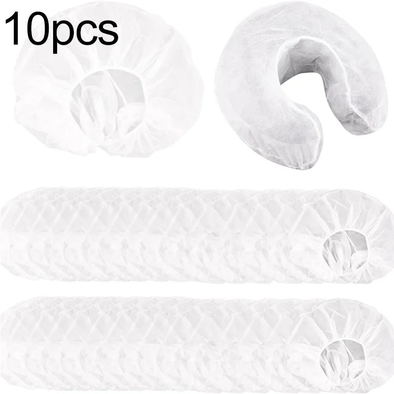 100/10pcs Non-Woven U-Shaped Headrest Pillowcase  Disposable Massage Face Rest Cradle Cover Fitted Headrest Beauty Salon Tools