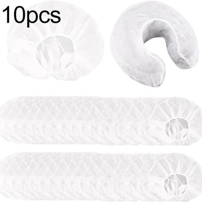 100/10pcs Non-Woven U-Shaped Headrest Pillowcase  Disposable Massage Face Rest Cradle Cover Fitted Headrest Beauty Salon Tools
