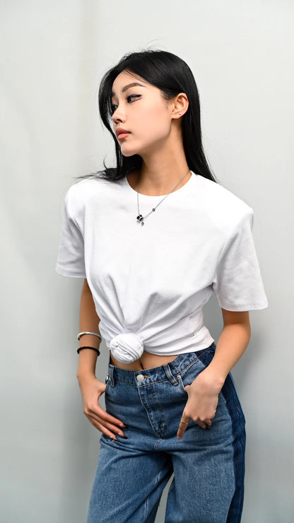 Y2K knot-twist sleeveless vest dark grey simple pleated slim fit women's top 2025 summer new model