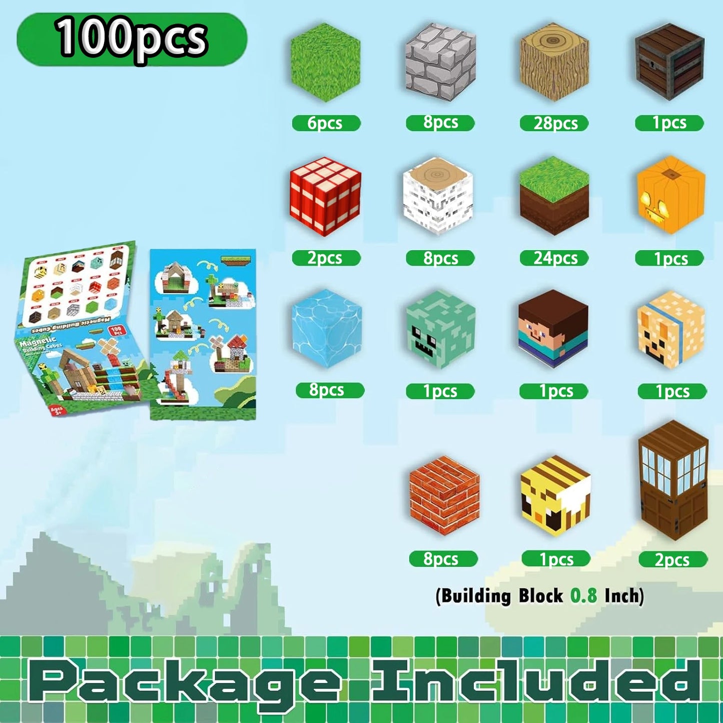 Magnetic Building Blocks Mine World Magnetic Forest House Lava Brick Cube Toys Set STEM Sensory 2026 Gift for 3+ Boy Girl Kid