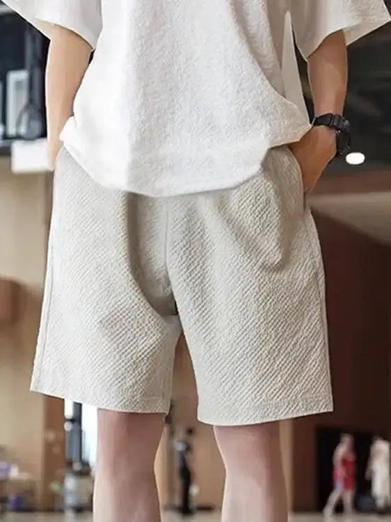 Black Bubble Cloth 4-Part Men's Summer Thin American Quick-Dry Sports Shorts Knee-Length Five-Part Mid-Pants Casual Outdoor S...