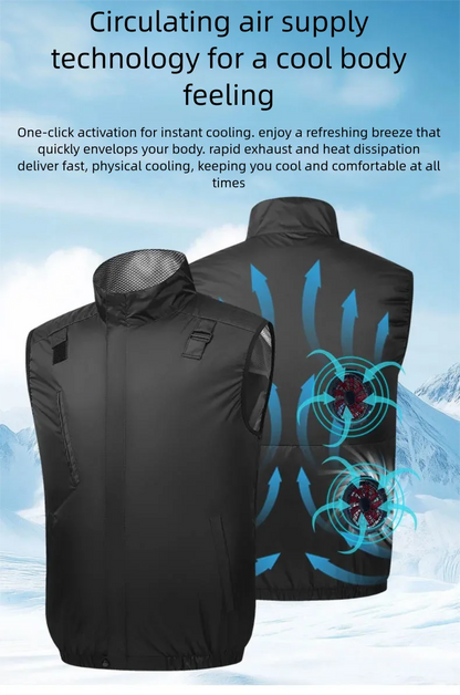 Summer Cooling Air Conditioning Vest with 4 Fans for Men's Casual Fishing Vest Outdoor Breathable Heatstroke Prevention Workwear