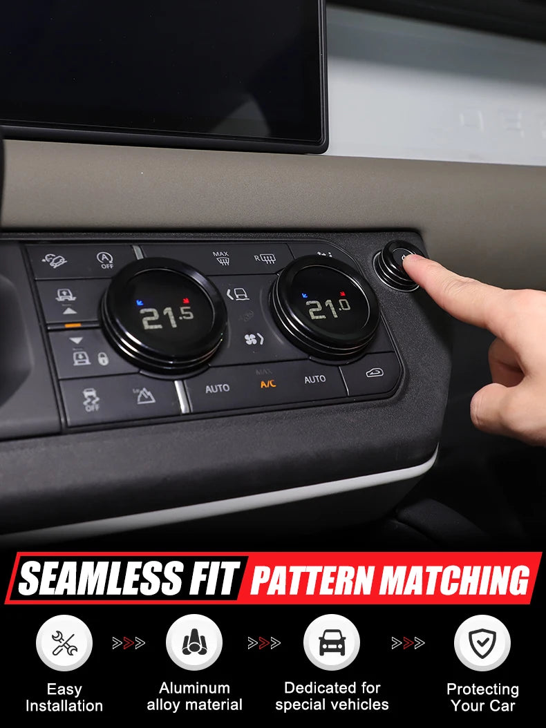 cheya Car central control air conditioner volume knob decorative cover For Land Rover Defender 110 2020+ Aluminum accessories