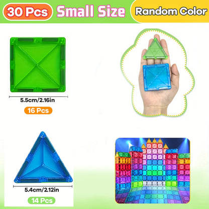 30/50/100 Magnetic Tiles Enhance Hands-On Ability and Creativity, Youth Education Puzzle Collage, Random Color Birthday Gift