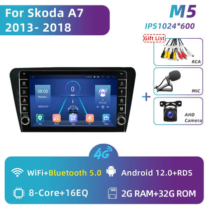 Jundof 2 Din Android 13 Car Radio For Skoda Octavia 3 A7 2013-2018 Multimedia Video Player 4G WiFi Navigation Carplay Head unit