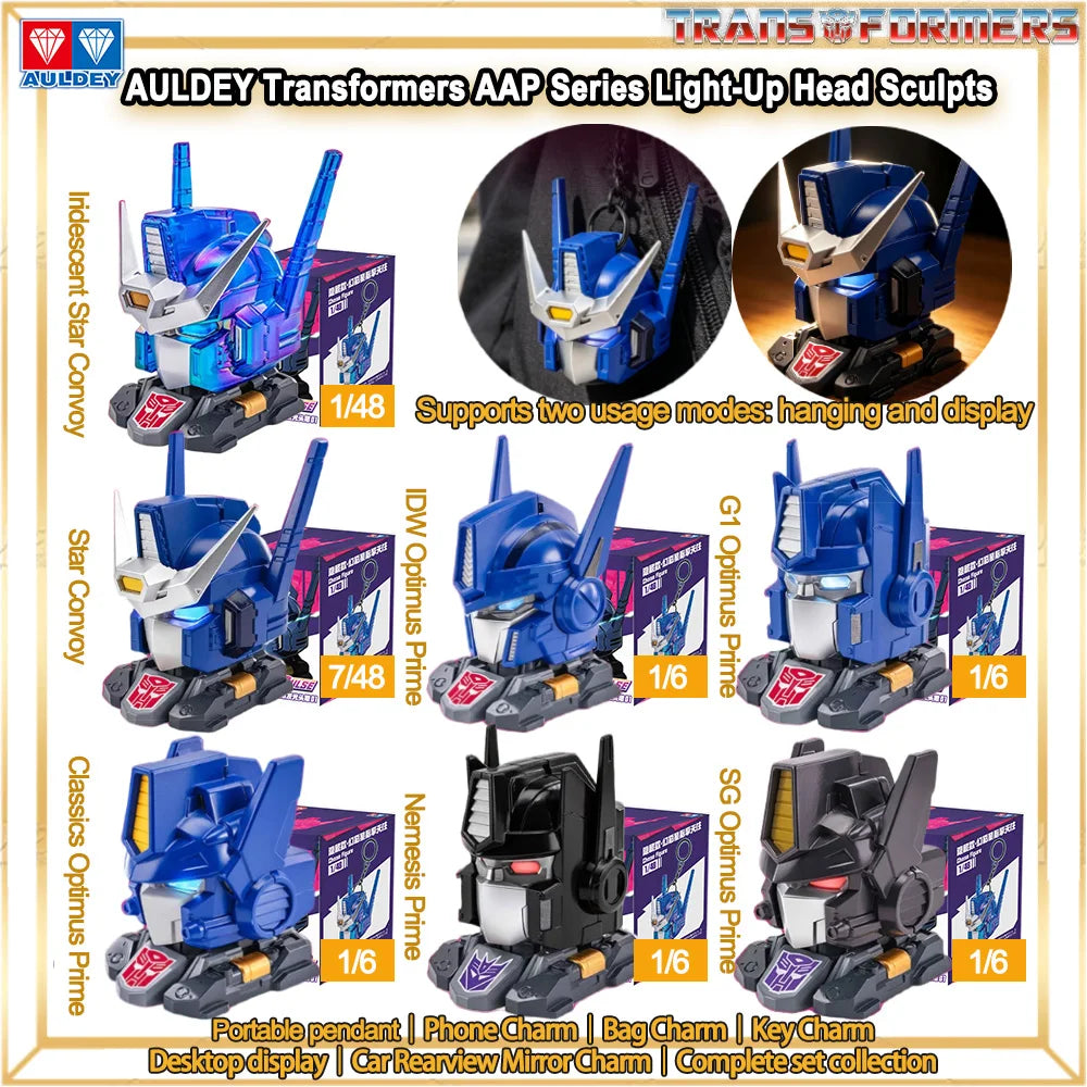 New AULDEY Transformers G1 Toy AAP Series Light-Up Head Sculpt Mecha Model Optimus Prime Dual Modes Pendant Display  Figure Gift