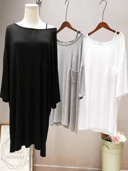 Good Girl Teenage Modal Mid-Length T-Shirt Dress Nightgown Loose Short-Sleeve round Neck Summer Women's Fashion Comfortable S...