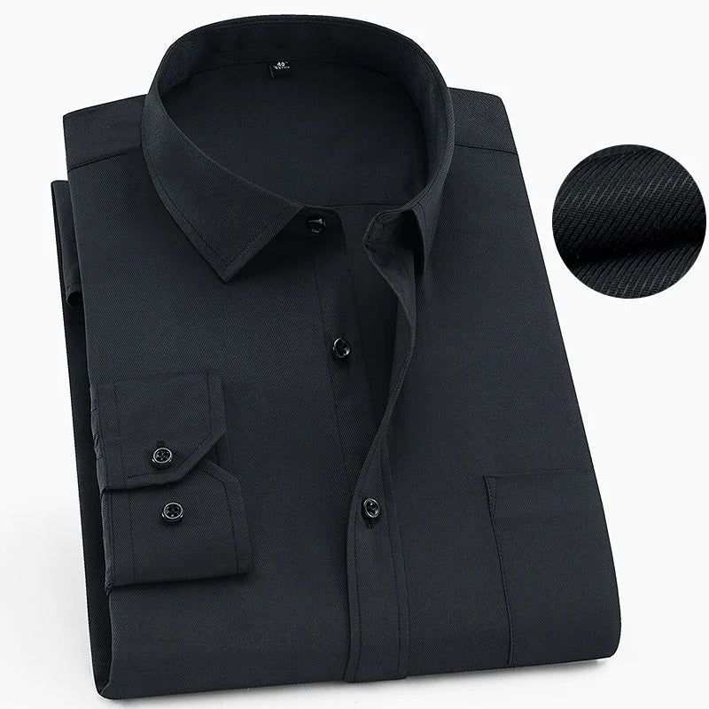 Men's Long Sleeved Classic Dress Shirt Spring Summer White Black Blue Pink Red Solid Chemise Homme Male Business Casual Shirts