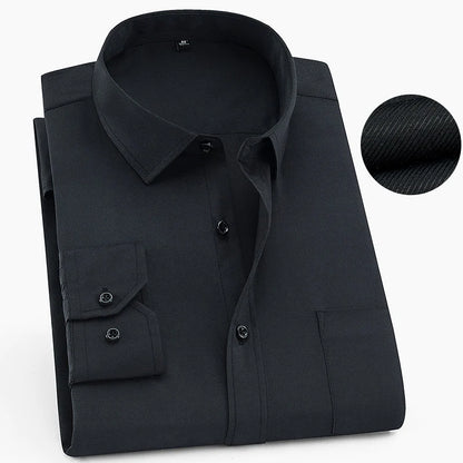 Men's Long Sleeved Classic Dress Shirt Spring Summer White Black Blue Pink Red Solid Chemise Homme Male Business Casual Shirts