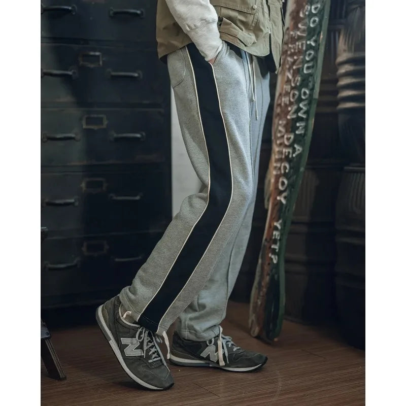 Non Stock 80s Old School Style Two-Tone Sweatpants Mens Cotton Jogging Trousers Streetwear Tracksuits