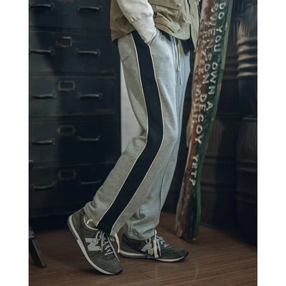 Non Stock 80s Old School Style Two-Tone Sweatpants Mens Cotton Jogging Trousers Streetwear Tracksuits