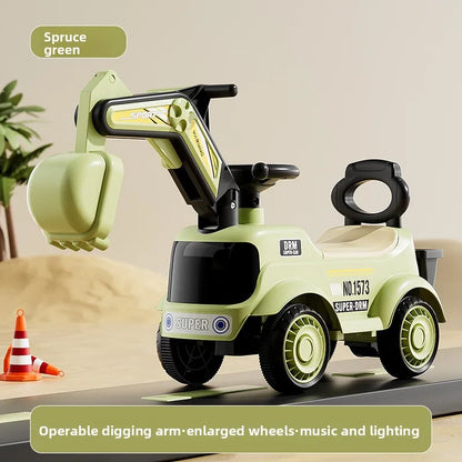 Kids Excavator Rideable Push Car Construction Toy Boys Girls Babies Children's Excavator Scooter Wiggle Car Toys