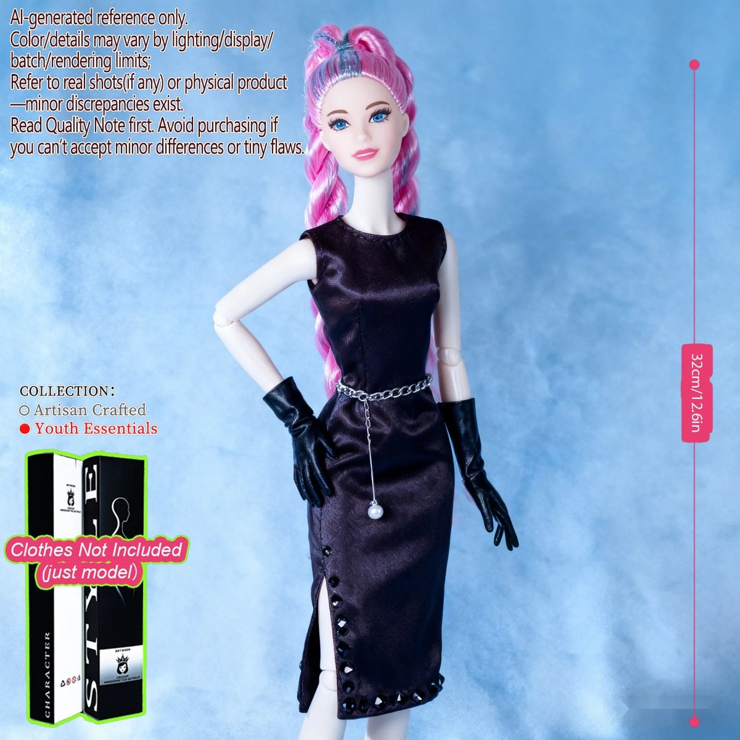1/6 Scale 12-Joint BJD Doll, Realistic Changeable Makeup, Premium Craft Display (No Clothing)