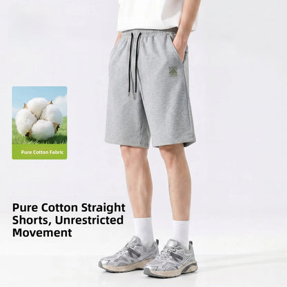 Baleno Men's Basketball Shorts Pure Cotton Sporty Casual Grey Summer Leisure Loose Fit Elastic Waist Short Length Pants