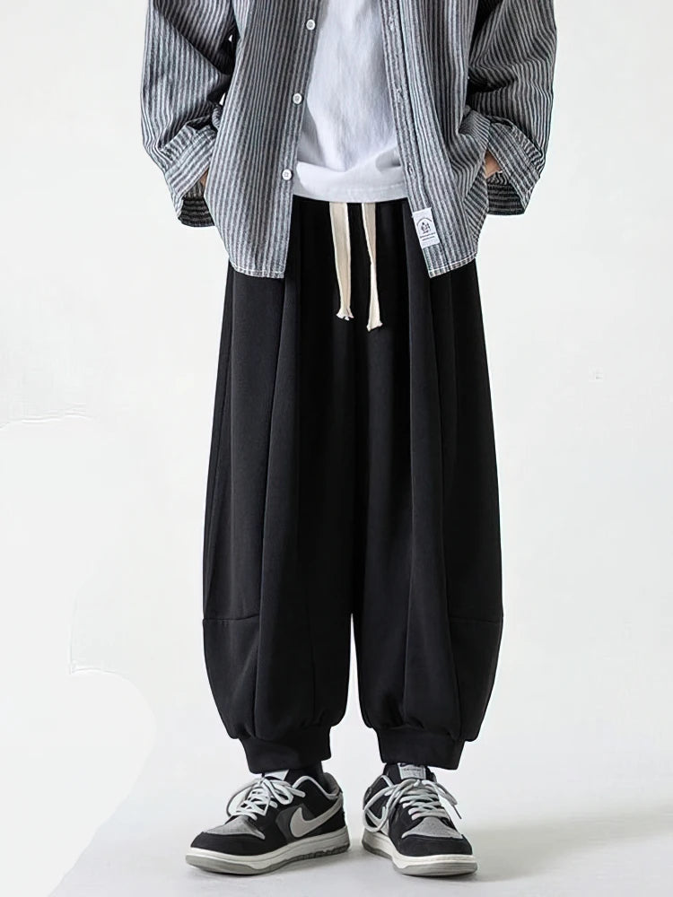 Vintage Baggy Jogger Pants Men Spring Autumn Old Money Casual Wide Pants Japanese Harajuku Sport Sweatpants Streetwear Trousers