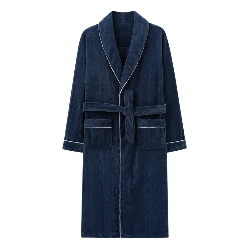 Autumn Winter Bathrobe Men Thick Flannel Sleep Top Kimono Robes For Male Coral Fleece Robes Long Bath Robe Bride Dressing Gown