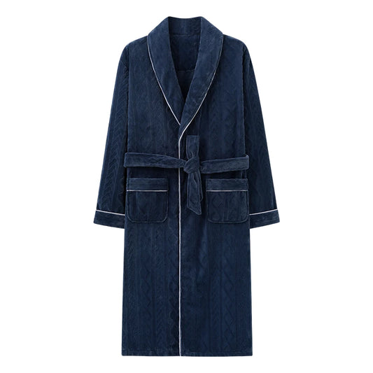 Autumn Winter Bathrobe Men Thick Flannel Sleep Top Kimono Robes For Male Coral Fleece Robes Long Bath Robe Bride Dressing Gown