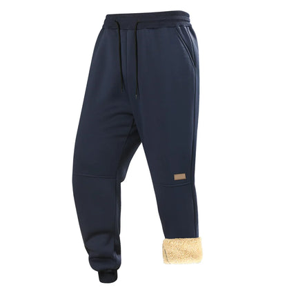 Casual for Autumn and Winter Men's Large Size Plus Velvet Pants Thermal Sports Thickened 2025 Sets Man Black Sweatpants Baggy