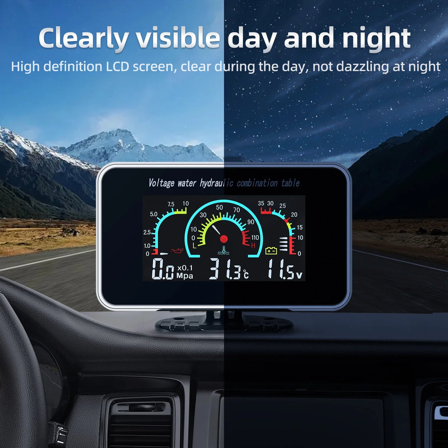 Multi-functional Car Truck LCD Meter 12v Digital Voltmeter / Water Temperature Gauge/RPM Tachometer/Oil Pressure Gauge 1/8NPT