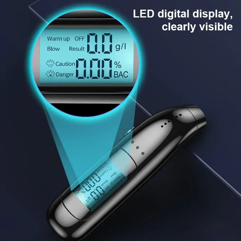 Professional Alcohol Tester High Precision Breathalyzer Alcometer USB Rechargeable Non-contact Car Portable Alcohol Detector