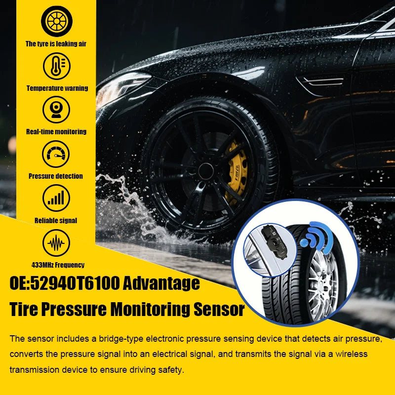 1/4PCS 433MHZ Tire Pressure Monitor System TPMS 52940-T6100 Fit For Hyundai Grandeur Azera KIA Replacement For 52940T6100