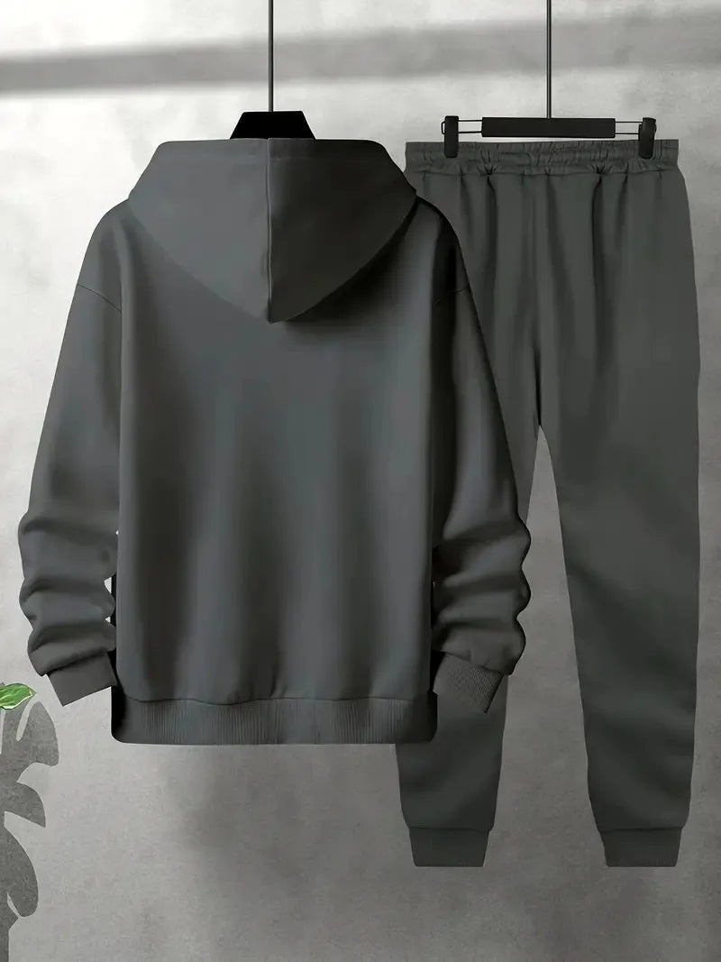 The new men's set for Spring and Autumn 2025 features a casual fashionable soft and comfortable 3D letter pattern print