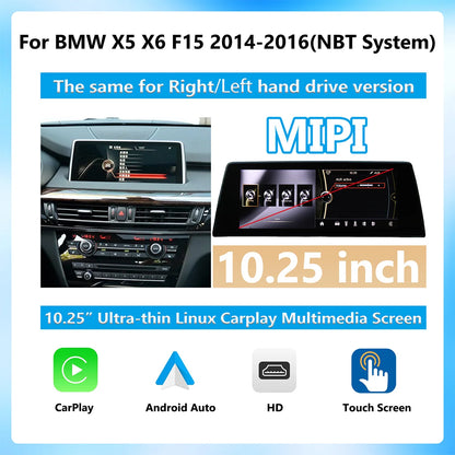Wireless CarPlay Android Auto Display Multimedia Player For BMW X5 X6 F15 E70 E71 2009-2017 NBT CIC GPS Touch Screen 1920*720