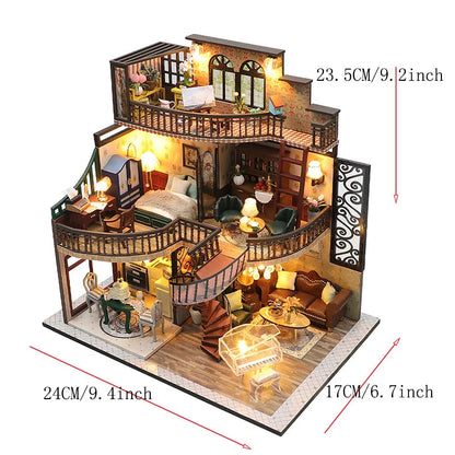 DIY Wooden Miniature Doll House 3D Puzzle Assembly Building Toys Kits Small Room Dollhouses Wooden Toys For Xmas Gifts