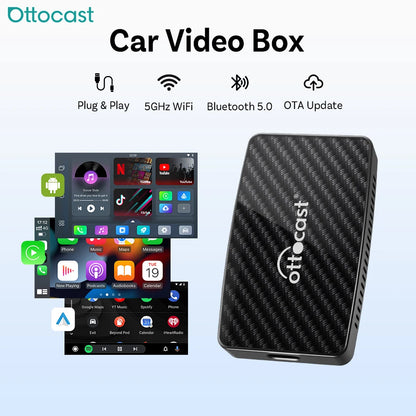 OTTOCAST Play2Video Pro Ai Box Wireless CarPlay Android Auto Adapter Built in  Netflix YouTube IPTV Video Box for 98% of Cars