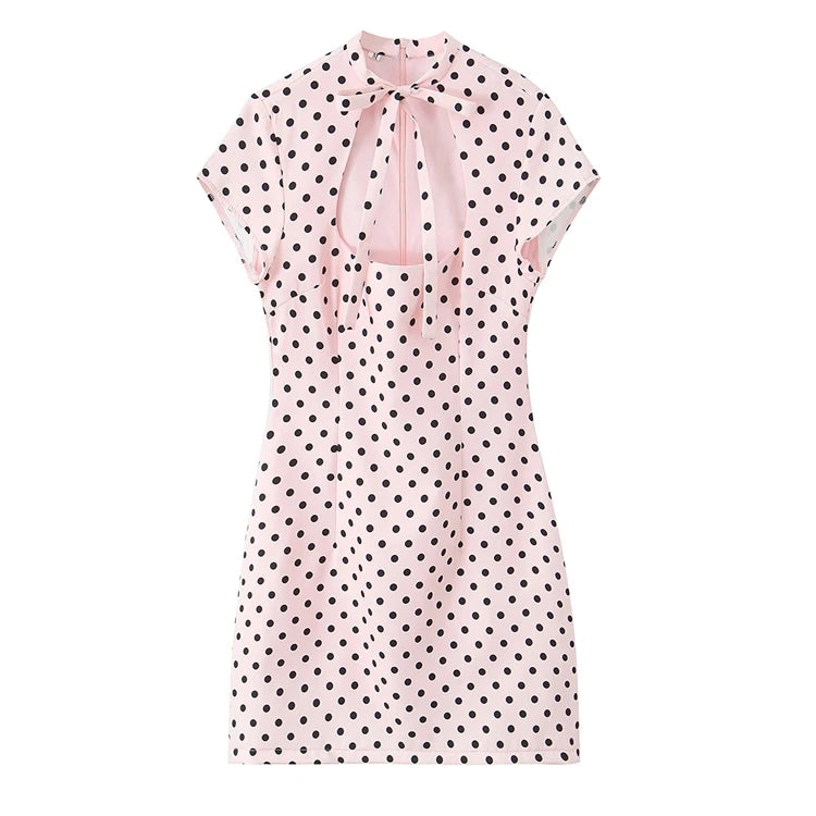 Elegant Short Sleeve Square Collar  Knot Decorated Dress ZA2026 New Summer Women's Fashion Company Annual Meeting