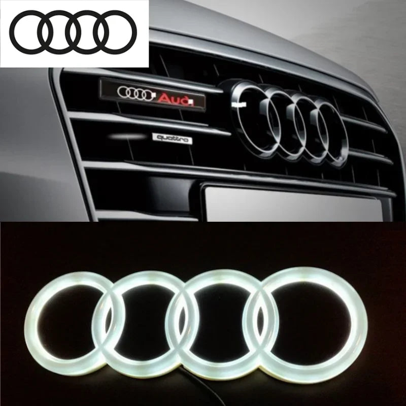 Car front grille 4D LED logo light front ring Sticker suitable for Audi A3 A4 A5 A6 A7 S3 S5 S6 S7 Q3 Q5 car supplies.
