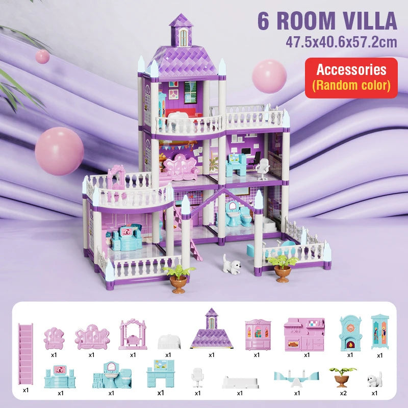 DIY Assembly Doll House Miniatures Furniture Accessories Villa Castle Model Home Decoration Girl Role Play Toy Birthday Gifts