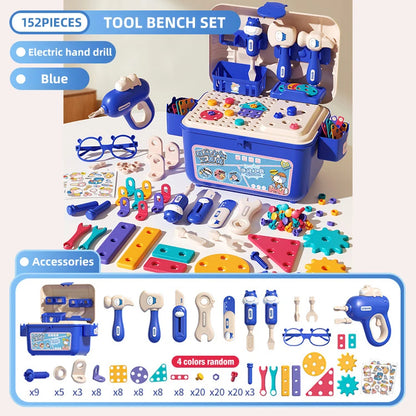 Children's Toolbox Puzzle Assembly Toys Simulation Electric Drill Screw Removal Multi-Functional Education Toys for Boys Girls