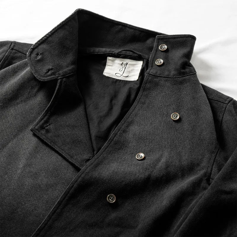 Y2k Fencing Jacket Vintage Wash Gradient Irregular Buttons Unisex Jacket Gothic Harajuku Streetwear Canvas Cotton Casual Jacket